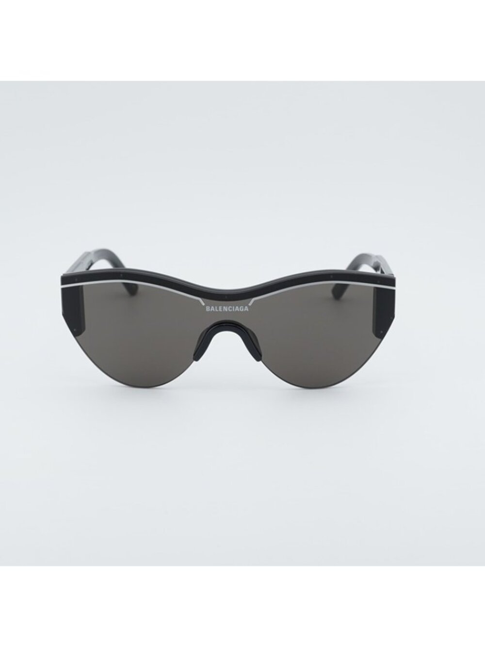 Balenciaga BB0004S 001 Semi Rim Sunglasses Black Shield Frame, Grey Lenses - Picture 6 of 10